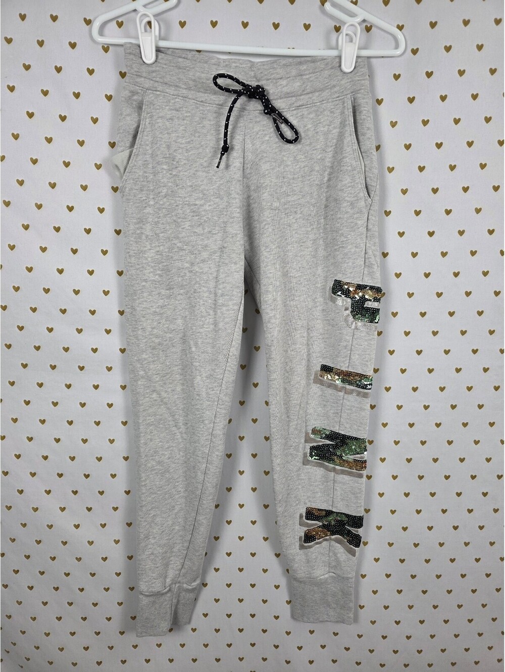 Victorias Secret PINK Camo BLING Sequined Camouflage Sweats Tapered XS